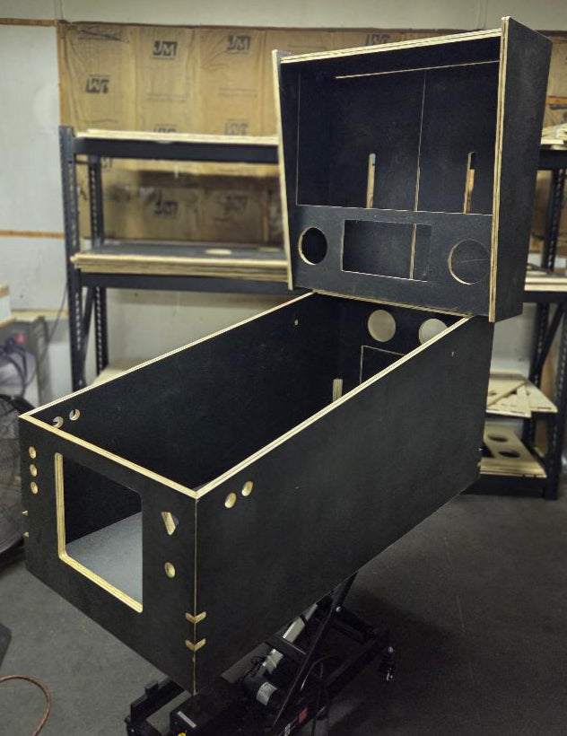 Black ultra widebody flat pack virtual pinball cabinet right side